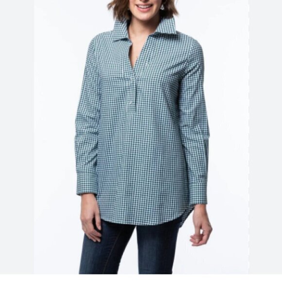NWOT tyler böe Chatham Check Teri Top Lavender Size M - Picture 2 of 14